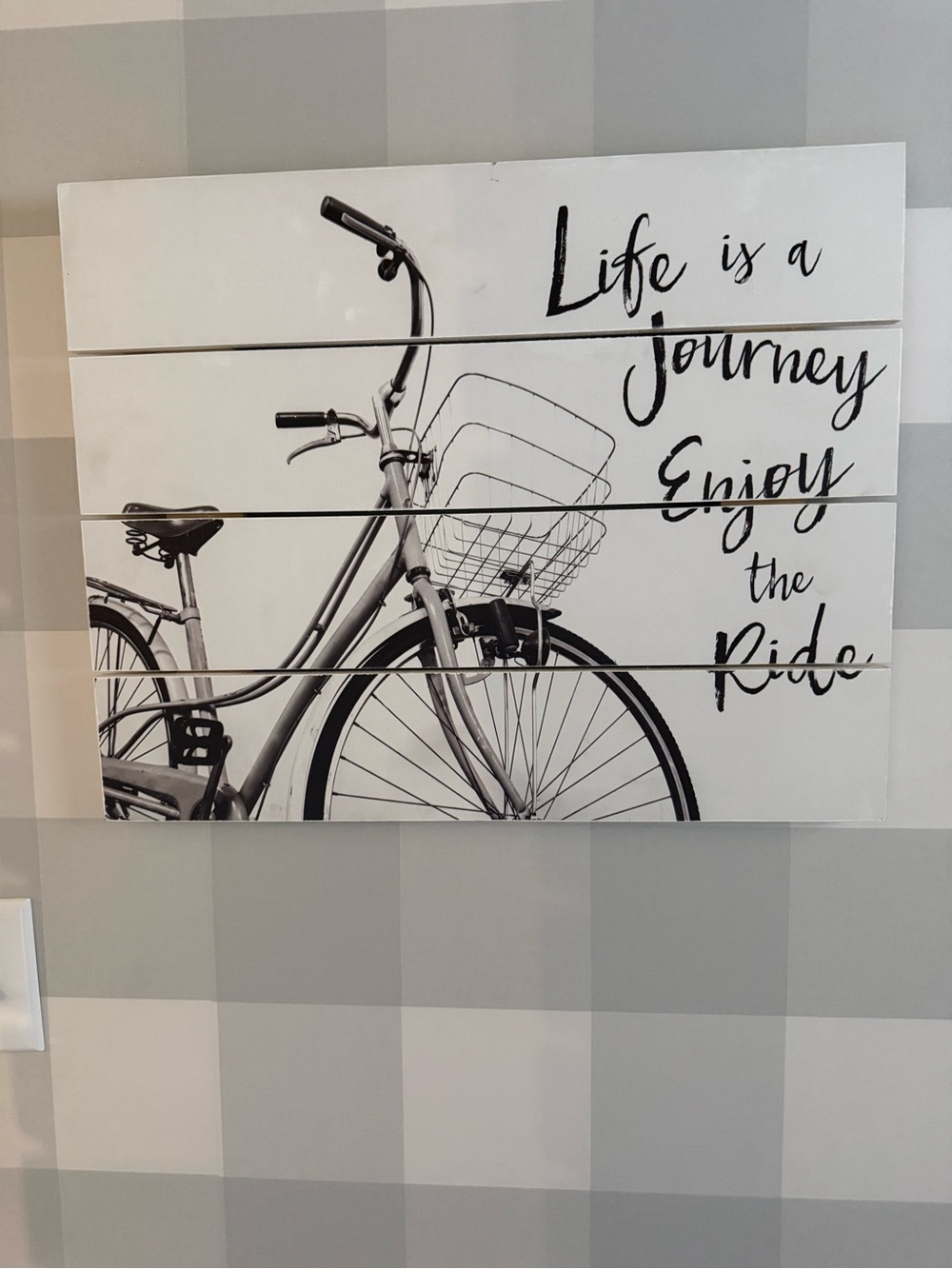 Black & White Bicycle Wall Art - "Life is a Journey"